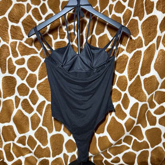 Julia by Lure Black Ruched Sweetheart Halter Bodysuit - Picture 2 of 5